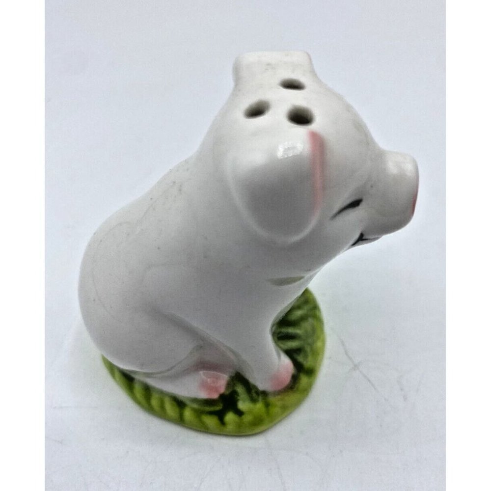 Ceramic Pig Piglet Salt Shaker Figurine Farmhouse White Green Pink Farm Animal - Picture 4 of 11